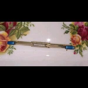 Swank Vintage Mens Tie Tac Clip. Gold And Blue. Dressed Up Suit.